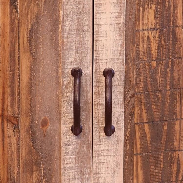 International Furniture Direct 900 Antique IFD962STAND80 Rustic TV Stand with Sliding Doors